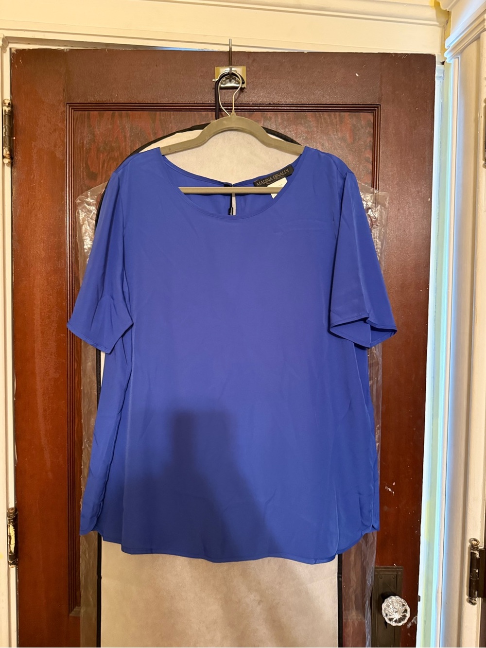 Marina Rinaldi Vibrant Cobalt Blue Short Sleeve Blouse